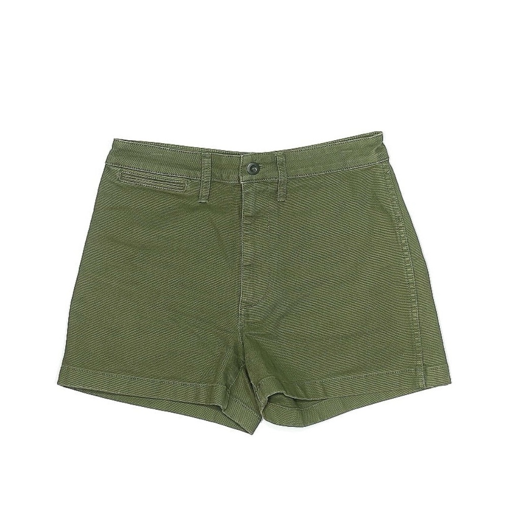 Madewell Emmett Shorts Olive Green High Rise Stretch Cotton Blend Pockets Sz 27
